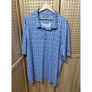 Bermuda Sands Mens 3XL Blue White Floral Golf Polo Shirt Bear Creek GC Logo